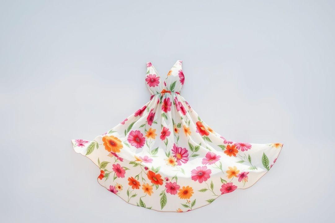 Платье в цветочек с короткими рукавами, яркие полевые цветы на светлом фоне