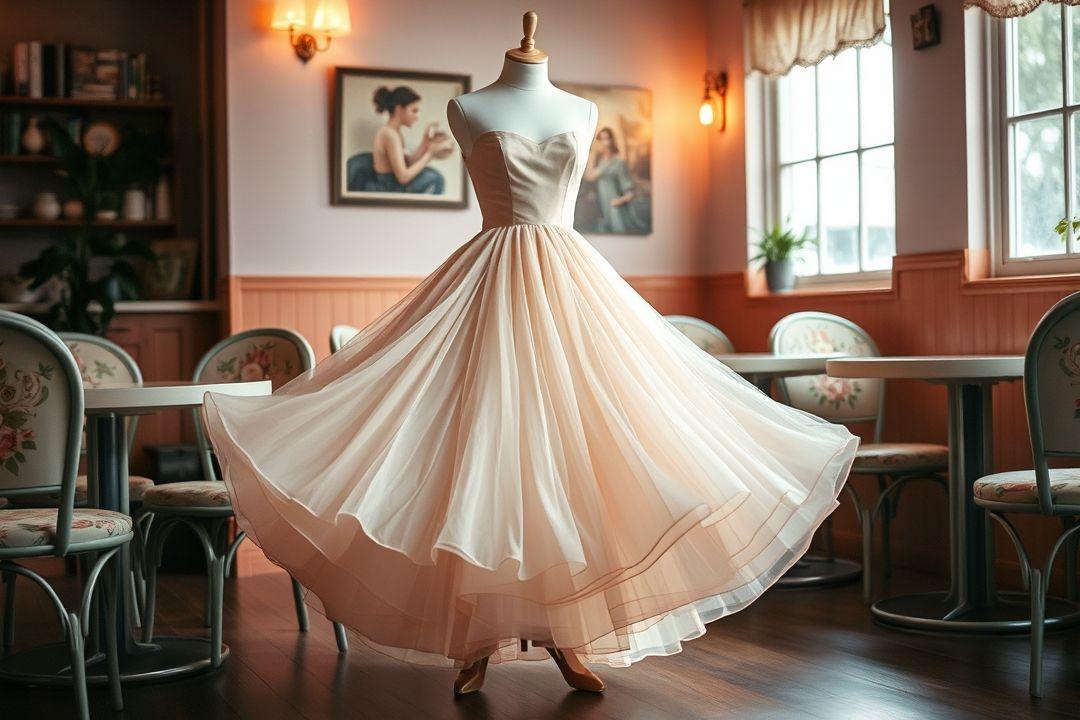 Платье с высоким воротником и длинными рукавами, в горошек, сочетание черного и белого цветов, на фоне ретро-автомобиля