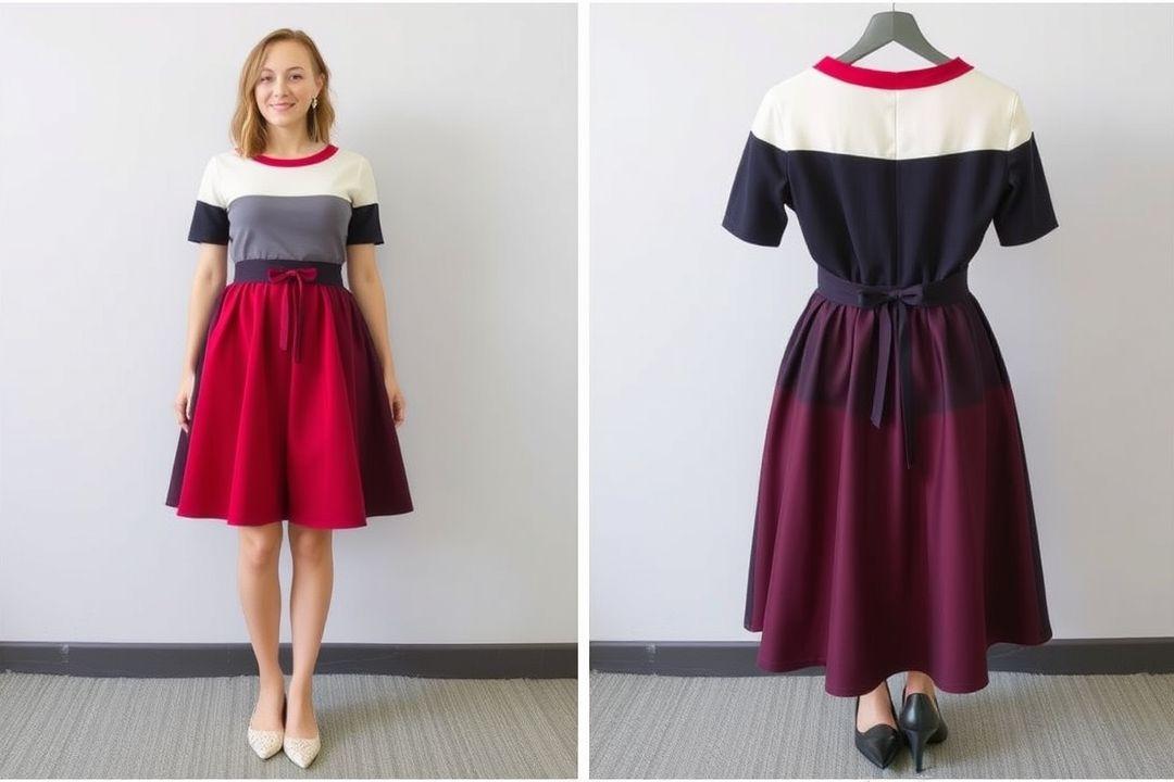 Платье-рубашка в стиле 60-х, полоска, ремень на талии, длинный рукав, чёрно-белое