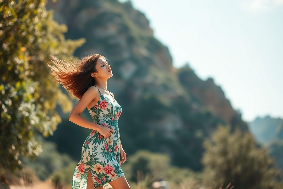 Вечернее платье с крупными цветами, элегантность, вечерний свет