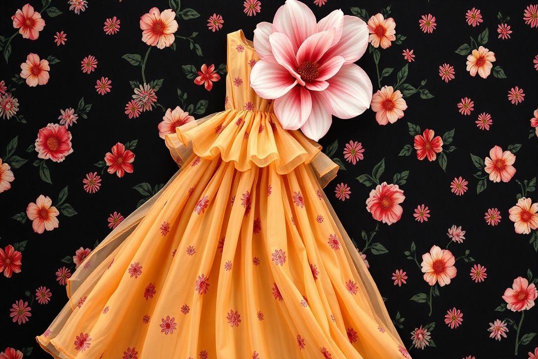 Платье в цветочек с короткими рукавами, яркие полевые цветы на светлом фоне