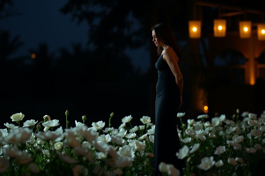 Красное платье в горошек, ретро-стиль, пышная юбка, тонкий пояс, туфли на каблуке, фон в стиле 50-х